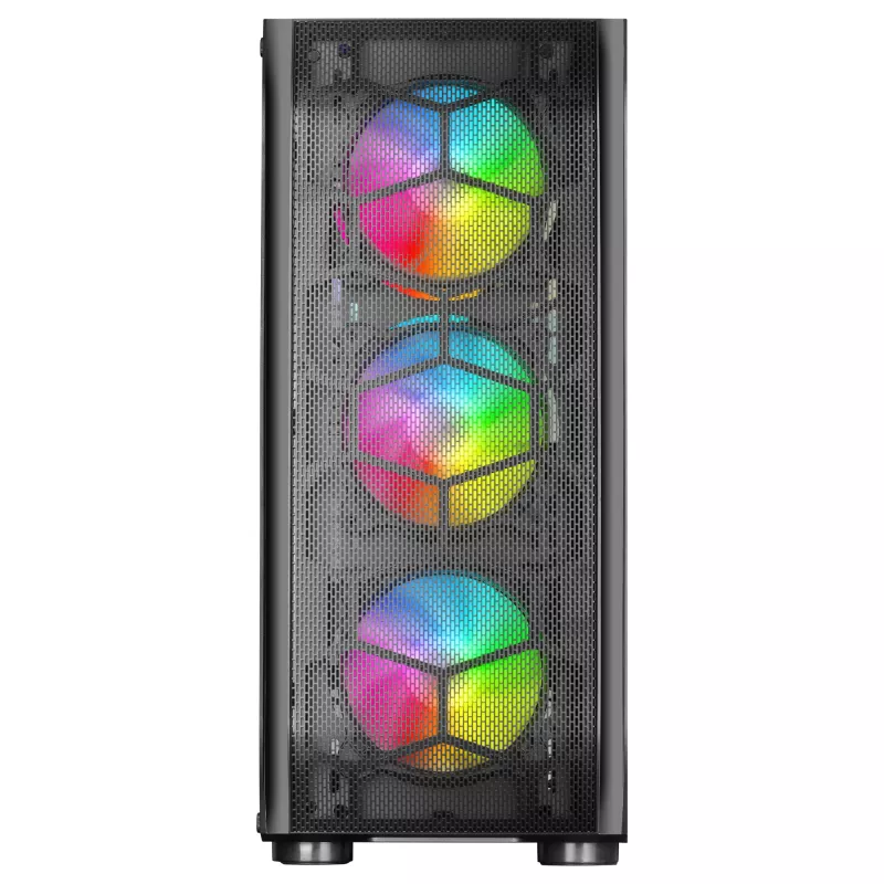 Mars Gaming MC-KX Must Premium E-ATX Mängutorn FREEZER CPU Süsteem 5 Ülivaikset ARGB Ventilaatorit ARGB Kontroller ja RF Kontroller Võrkfront