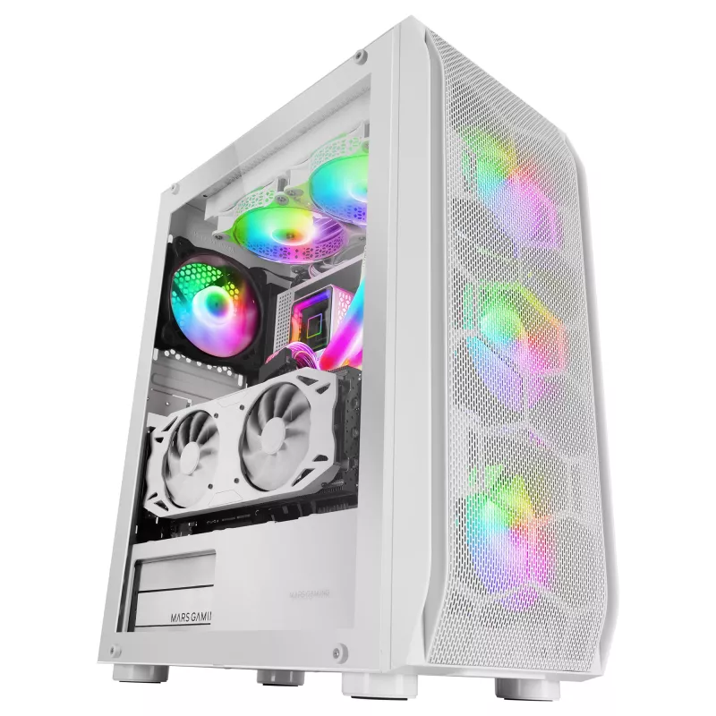 Mars Gaming MC-KX Valge Premium E-ATX Gaming Tower FREEZER CPU System 5 Ultra-quiet ARGB Fans ARGB kontroller and RF kontroller Mesh Front
