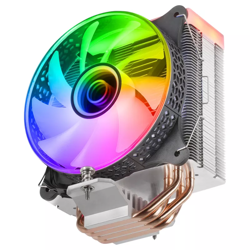 Mars Gaming MCPU-VR must CPU jahutusradiaator kahe lõpmatuse peegli ARGB-ga, 4 HCT soojustoru, 180 W TDP, ülivaikne PWM 12 cm ventilaator