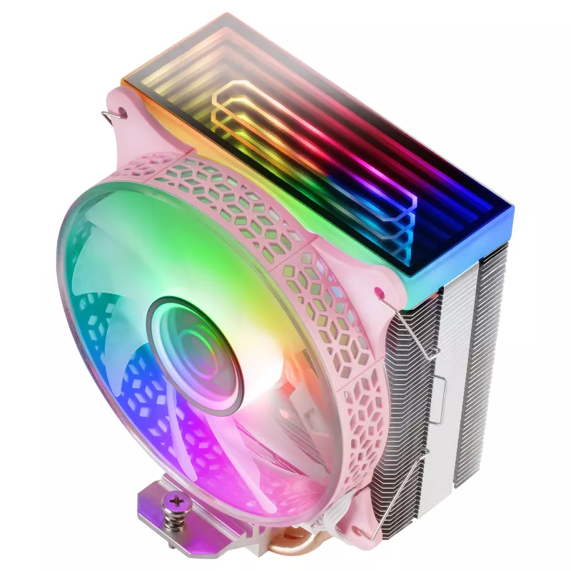 Mars Gaming MCPU-VR roosa protsessori jahutusseade kahekordse lõpmatuse peegli ARGB-ga, 4 HCT-soojustoruga, 180 W TDP, ülivaikne PWM-ventilaator 12 cm