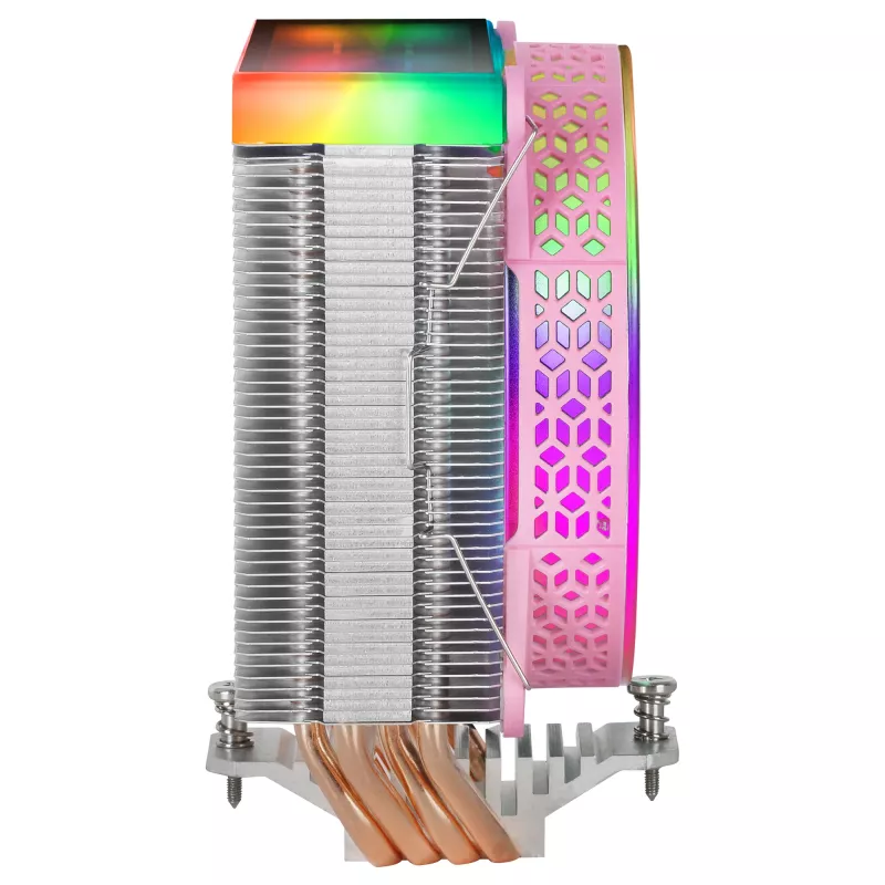 Mars Gaming MCPU-VR roosa protsessori jahutusseade kahekordse lõpmatuse peegli ARGB-ga, 4 HCT-soojustoruga, 180 W TDP, ülivaikne PWM-ventilaator 12 cm