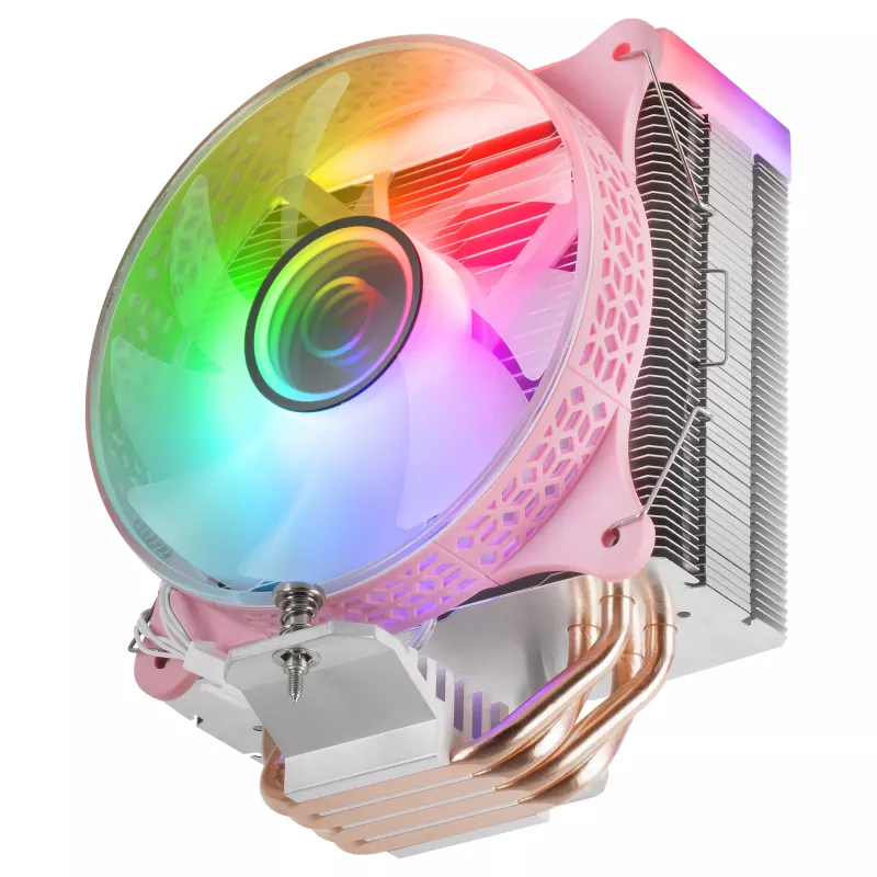 Mars Gaming MCPU-VR roosa protsessori jahutusseade kahekordse lõpmatuse peegli ARGB-ga, 4 HCT-soojustoruga, 180 W TDP, ülivaikne PWM-ventilaator 12 cm