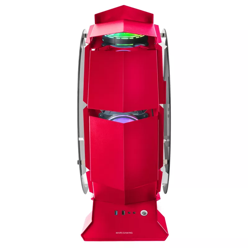 Mars Gaming MCORB Red Micro-ATX XL mänguri arvutikorpus, kohandatud ümmargune disain, kahekordne karastatud klaas