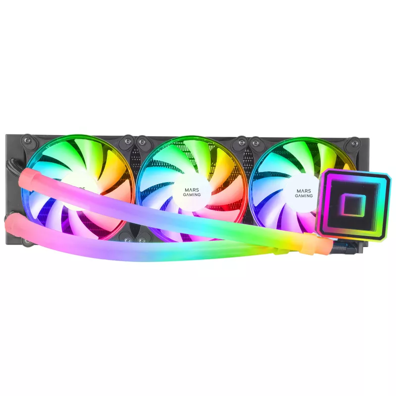 Mars Gaming ML-ULTRA360 must vedelikjahutus protsessorile TDP 650 W lõpmatuse peegel 3 vaikset FDB ARGB ventilaatorit ARGB torud universaalne mitmepistikupesa