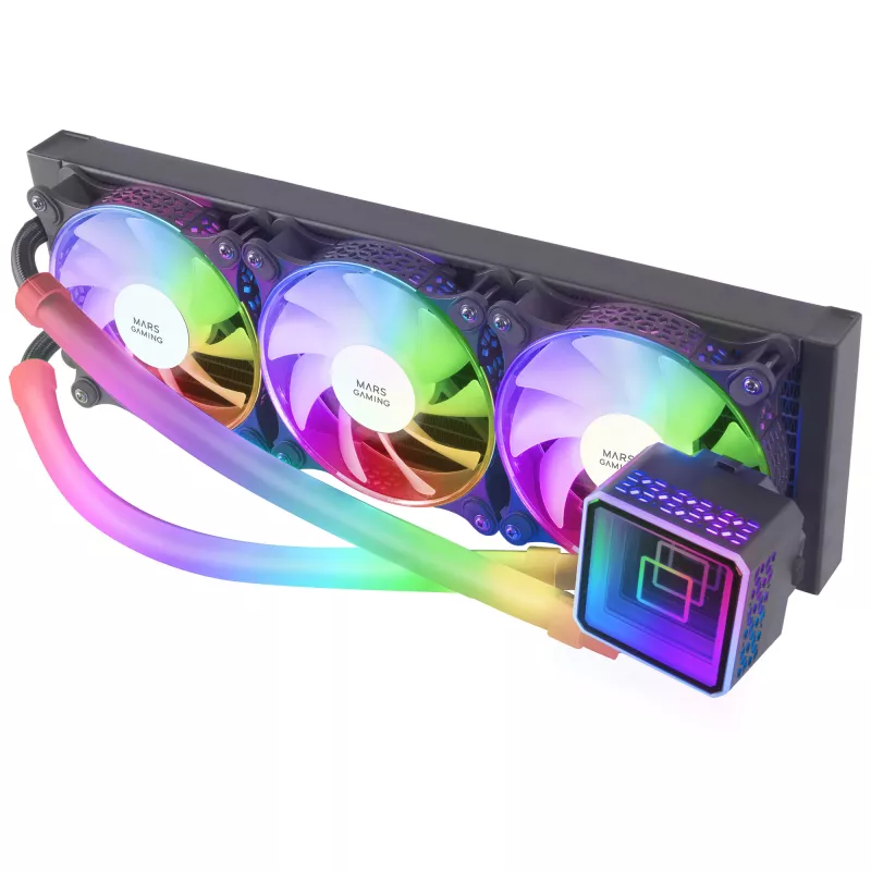 Mars Gaming ML-ULTRA360 must vedelikjahutus protsessorile TDP 650 W lõpmatuse peegel 3 vaikset FDB ARGB ventilaatorit ARGB torud universaalne mitmepistikupesa