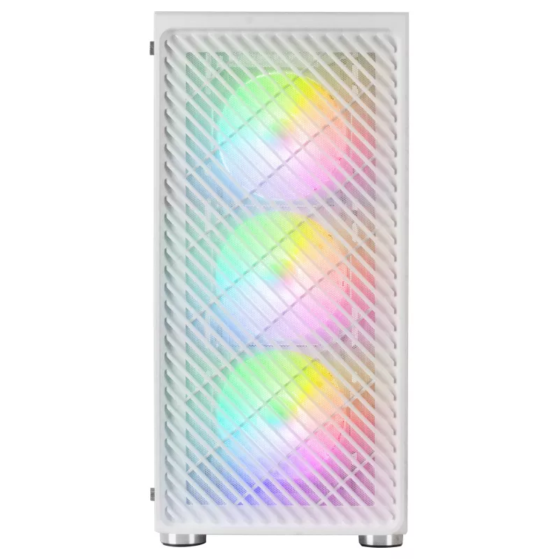 Mars Gaming MC-F Valge, ATX mängimise pooltorn, täis karastatud klaasist aken, metallvõrk-esi, 4x 120mm ARGB ventilaatorid