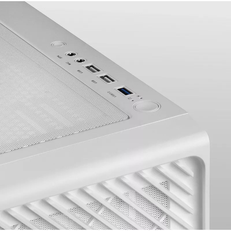 Mars Gaming MC-F Valge, ATX mängimise pooltorn, täis karastatud klaasist aken, metallvõrk-esi, 4x 120mm ARGB ventilaatorid