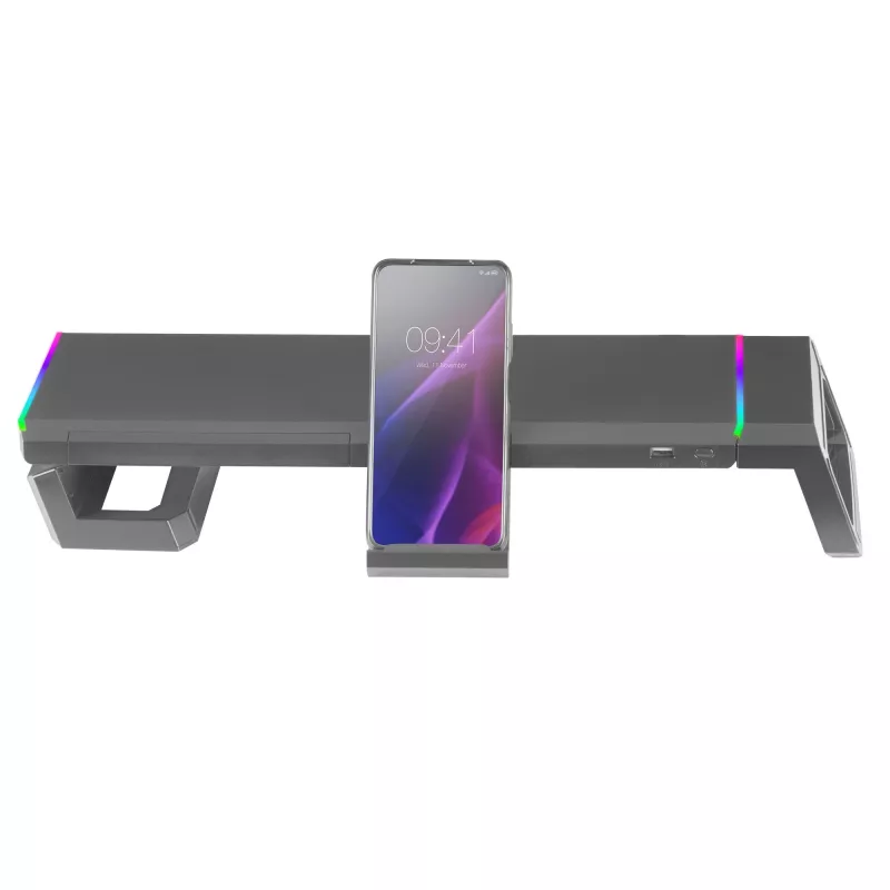 Mars Gaming MGS-ONE Must Chroma RGB Monitor Stand Adjustable Size Smartphone and Tablet Stand Front USB 2.0