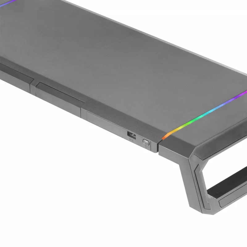 Mars Gaming MGS-ONE Must Chroma RGB Monitor Stand Adjustable Size Smartphone and Tablet Stand Front USB 2.0