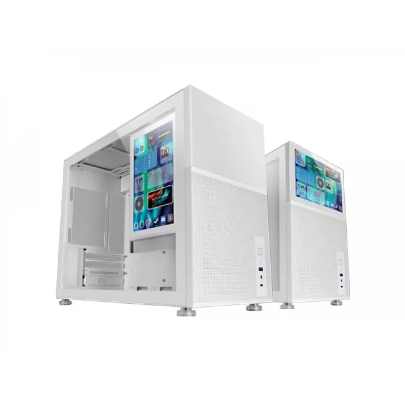 Mars Gaming MC-LCD Micro ATX mini tower arvutikorpus klaaspaneeliga, valge
