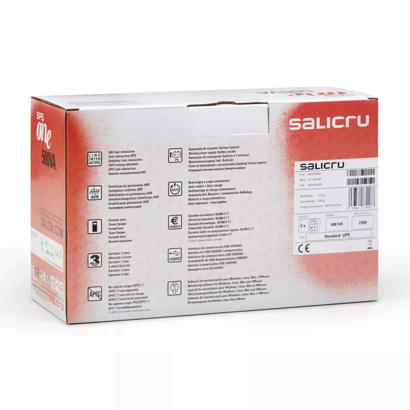 Salicru SPS 700 ONE, Line-Interactive, 0.7 kVA, 360 W, Sine, 162 V, 290 V