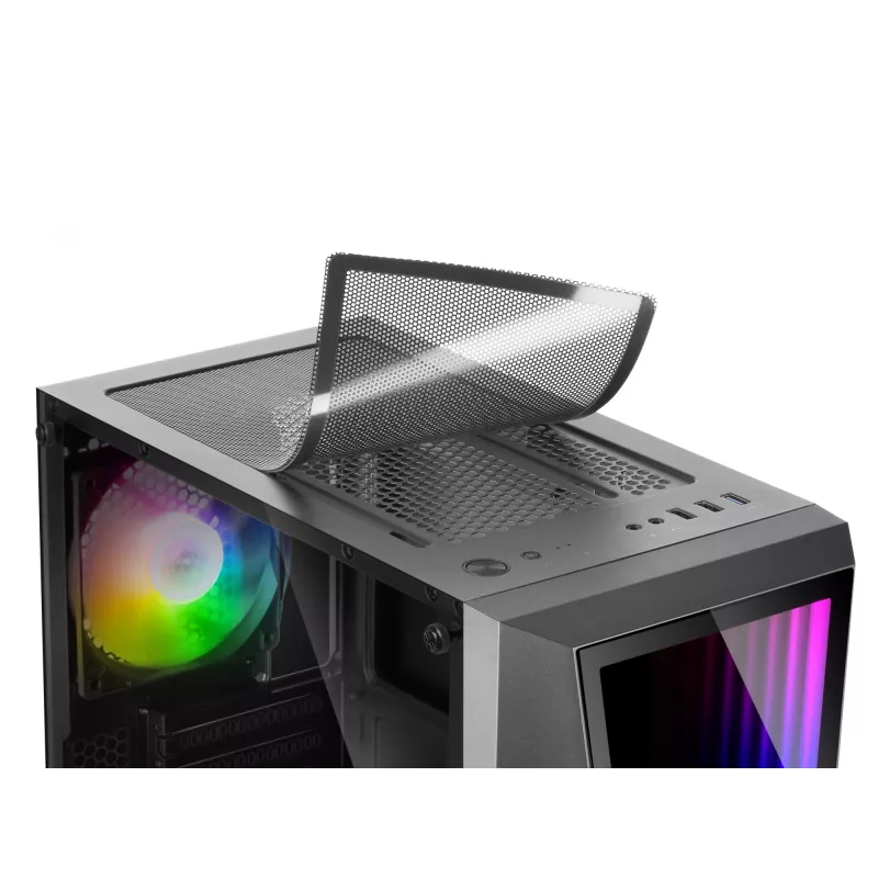 Mars Gaming MC777, ATX arvutikorpus, ARGB valgustus, must, arvutikorpus, must, ATX, mikro-ATX, Mini-ITX, sinine, roheline, punane, 15,8 cm, 31,8 cm