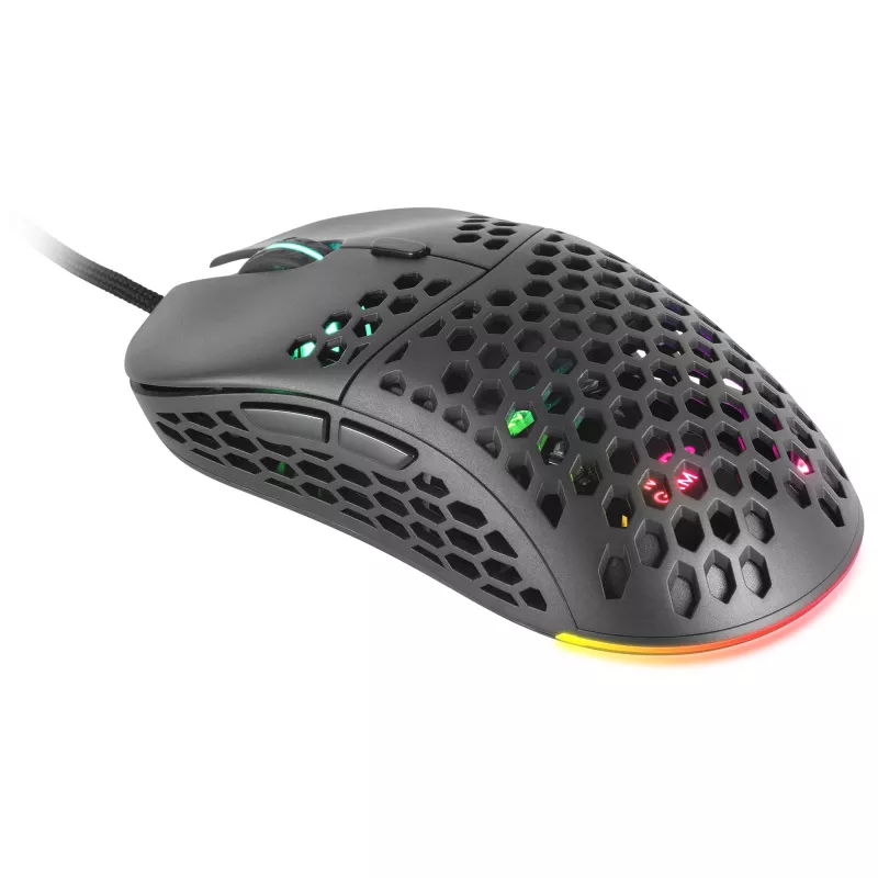 Mars Gaming MM55 Must RGB Chroma mängurihiir ülikerge 55g 12800 DPI HUANO mehaanilised lülitid