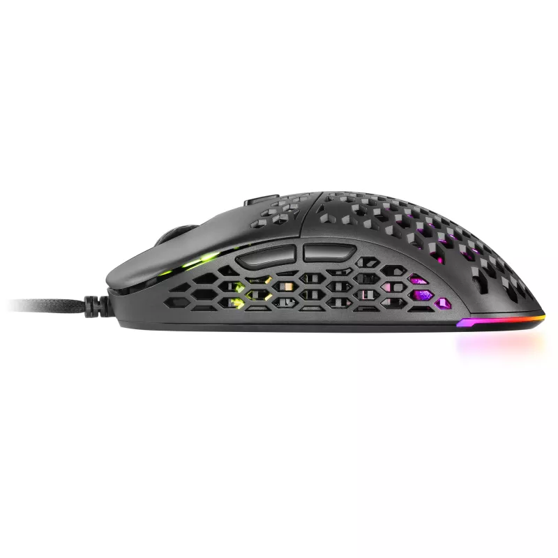 Mars Gaming MM55 Must RGB Chroma mängurihiir ülikerge 55g 12800 DPI HUANO mehaanilised lülitid