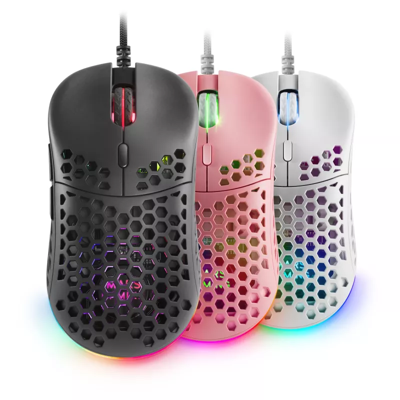 Mars Gaming MM55 Must RGB Chroma mängurihiir ülikerge 55g 12800 DPI HUANO mehaanilised lülitid