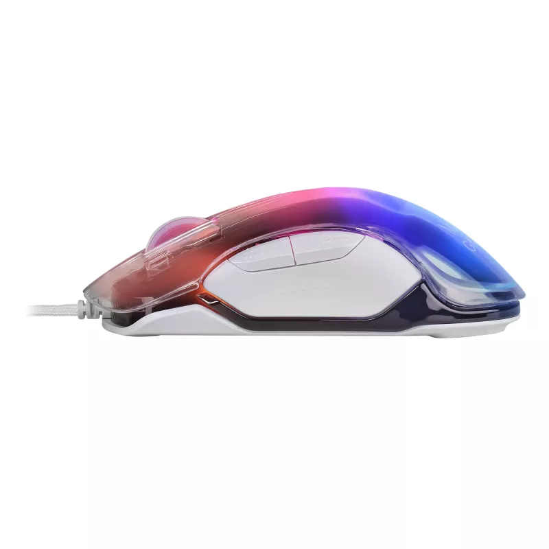 Mars Gaming MMGLOW Chroma-Glow RGB mänguhiir peegelviimistlusega ülikerge 12800 DPI valge
