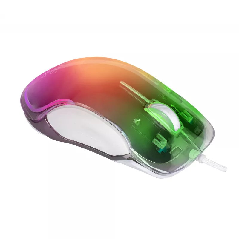 Mars Gaming MMGLOW Chroma-Glow RGB mänguhiir peegelviimistlusega ülikerge 12800 DPI valge