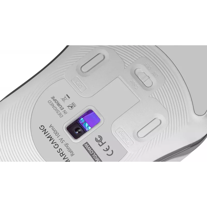 Mars Gaming MMGLOW Chroma-Glow RGB mänguhiir peegelviimistlusega ülikerge 12800 DPI valge