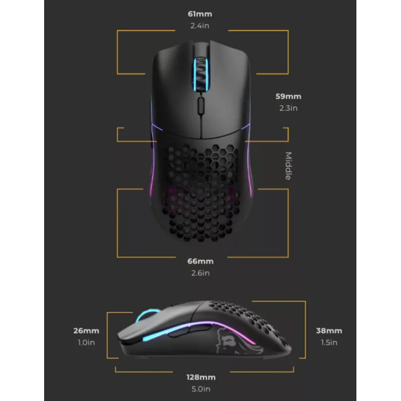 Glorious Gaming Glorious Model O Wireless - Matt must, paremakäeline, optiline, RF-juhtmeta, 19000 DPI, 1 ms, must