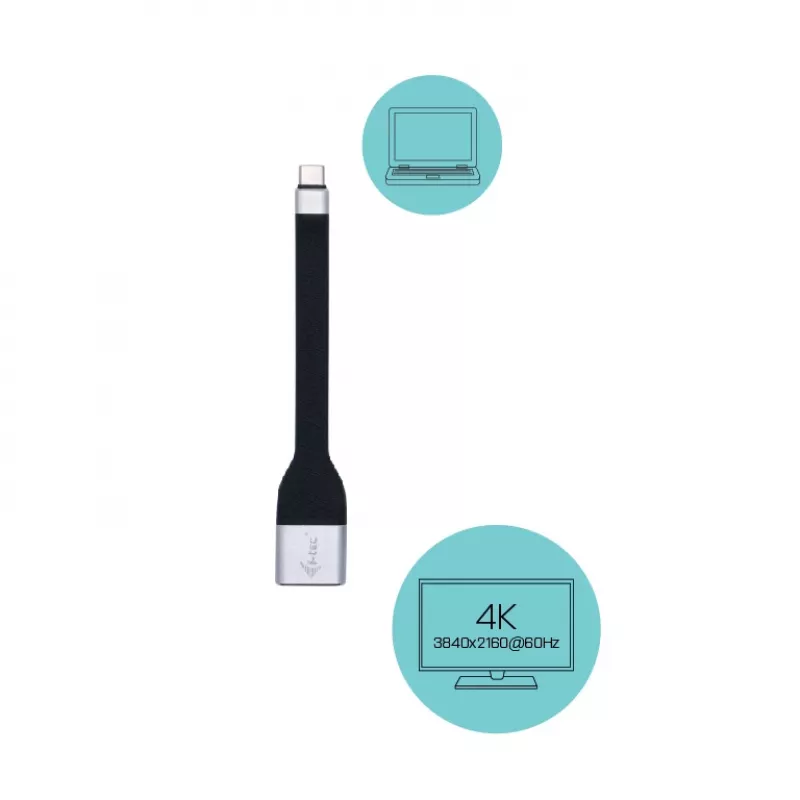 ITEC USB-C DisplayPorti adapter i-tec USB-C lame DP Adapter 4K/60 Hz, 0,11 m kaabel, must