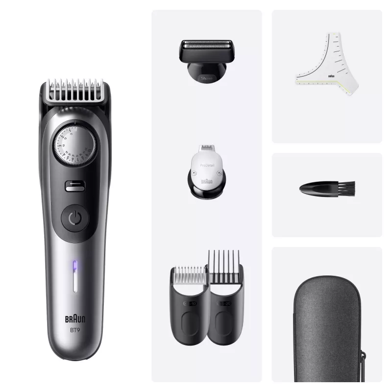 Habemetrimmer BRAUN BeardTrimmer 9 80789785, 20 pikkusastet, 0,5–20 mm, AC/Aku, Wet & Dry, Hall