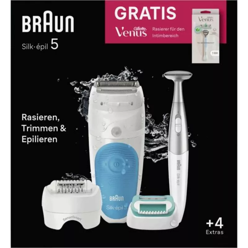 Braun Silk-épil 5 810 +Gillette Venus Trimmer 28 pintsetti Sinine, Valge