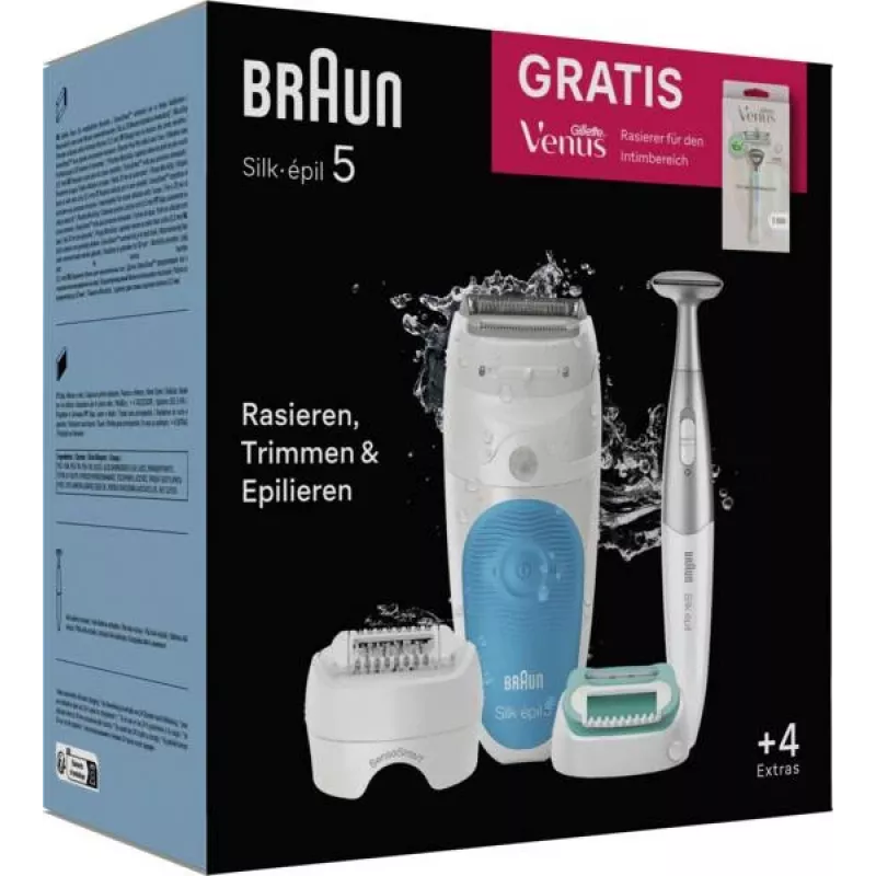 Braun Silk-épil 5 810 +Gillette Venus Trimmer 28 pintsetti Sinine, Valge