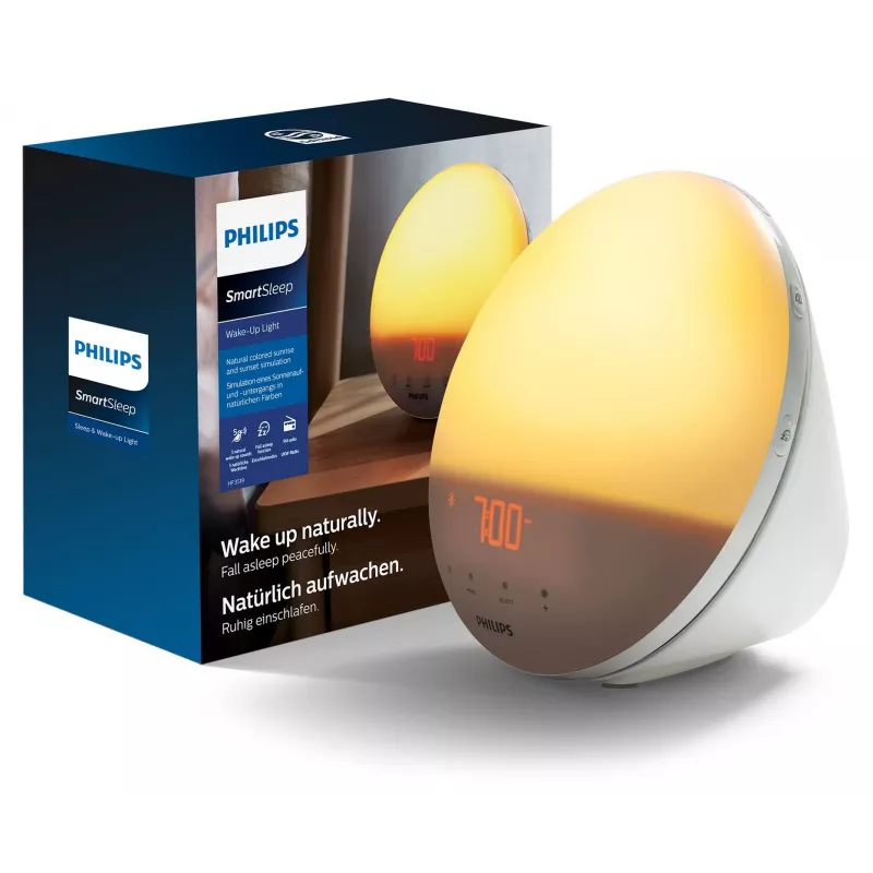 Wake-up light Philips SmartSleep HF3531/01 — LED päikesetõusu äratus, 300 lx, 7 heli, 9 min edasilükkamine