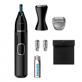 Ninatrimmer Philips 5000 NT5650/16 — patareitoitega, AA, veekindel, roostevabast terasest terad, 3 kammi, reisikott