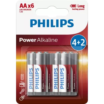 Ühekordne patarei Philips Power Alkaline aku LR6P6BP/10
