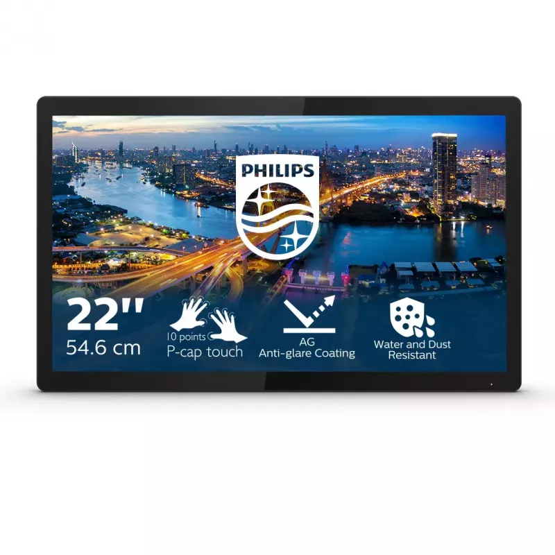 Philips B Line 222B1TFL/00 arvutikuvar 54,6 cm (21,5 tolli) 1920 x 1080 pikslit Full HD LED puuteekraan Must