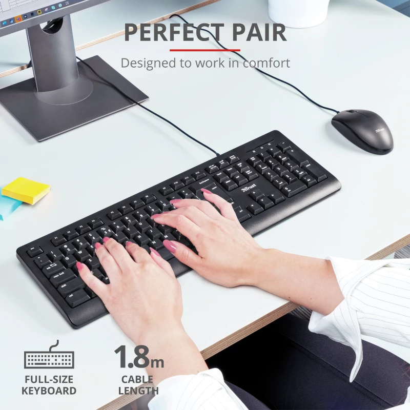 Trust Primo klaviatuur hiirega universaalne USB AZERTY Belgia must