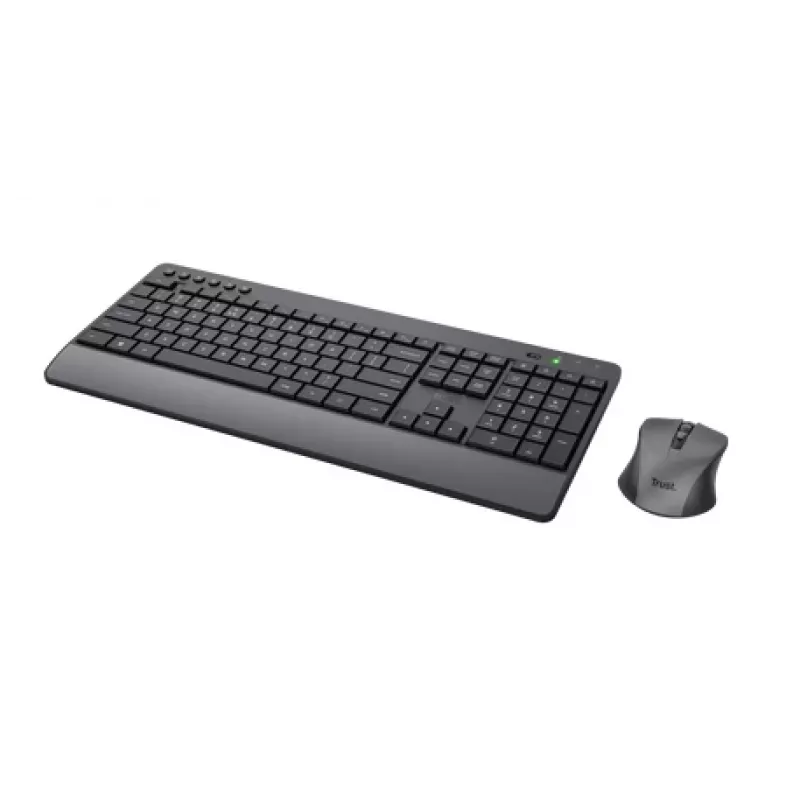 Trust TKM-450 mugav juhtmevaba klaviatuuri ja hiire komplekt, täissuuruses (100%), juhtmevaba, RF-juhtmevaba, QWERTY, must, hiir kaasas