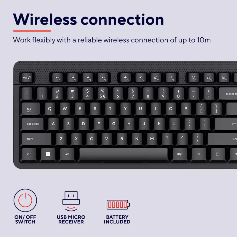 Klaviatuur TRUST Ody II täissuuruses juhtmevaba RF QWERTY Nordic must