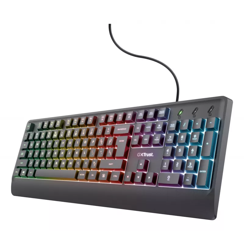Trust GXT 792 Quadrox klaviatuur hiirega mängimiseks USB QWERTY Belgia must