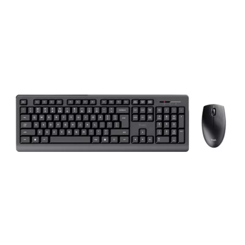 Juhtmevaba klaviatuuri ja hiire komplekt TRUST Primo – täissuuruses QWERTY membraanklaviatuur, RF-juhtmevaba, must, sisaldab hiirt