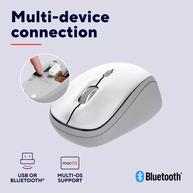 Trust Yvi+ hiir Universaalne Mõlemakäeline RF-juhtmevaba + Bluetooth Optiline 1600 DPI