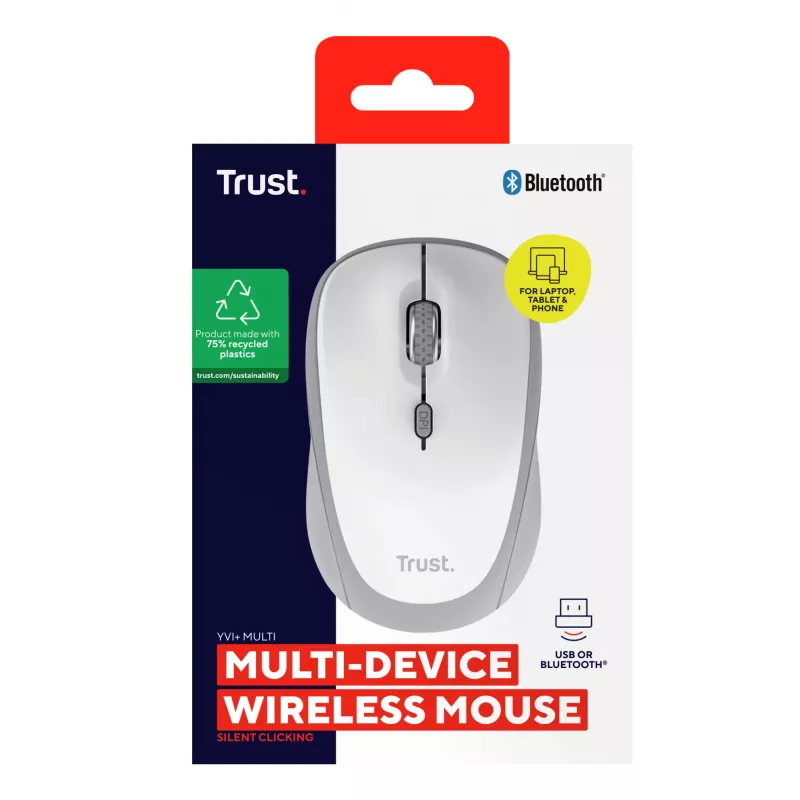 Trust Yvi+ hiir Universaalne Mõlemakäeline RF-juhtmevaba + Bluetooth Optiline 1600 DPI