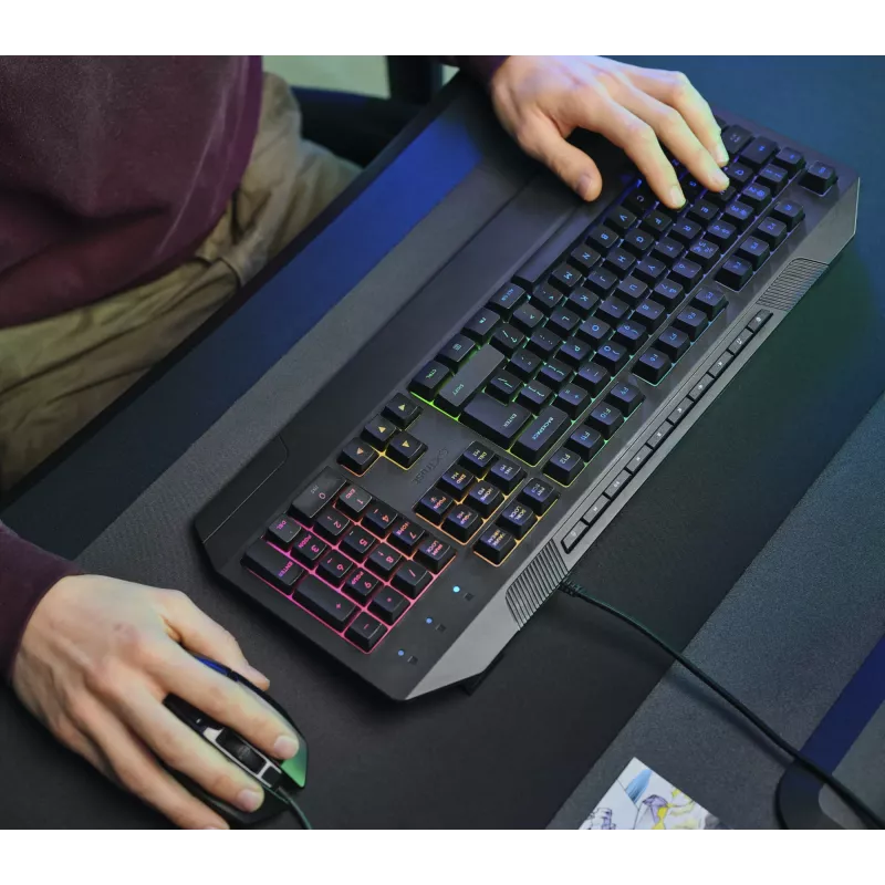 Trust GXT 836 Evocx klaviatuur Mängimine USB AZERTY Belgia Must