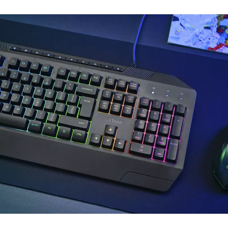 Trust GXT 836 Evocx klaviatuur Mängimine USB AZERTY Belgia Must