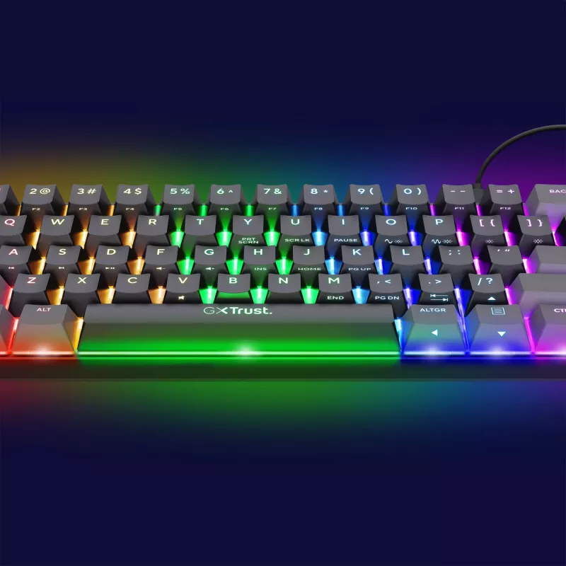 Trust GXT 867 Acira klaviatuur Mängimine USB AZERTY Belgia Must, Hall