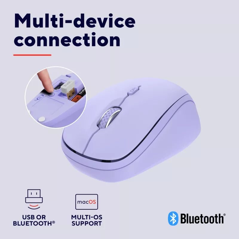 Trust Yvi+ hiir Universalne mõlemakäeline RF-juhtmevaba + Bluetooth Optiline 1600 DPI