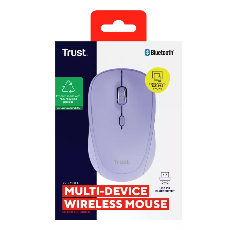 Trust Yvi+ hiir Universalne mõlemakäeline RF-juhtmevaba + Bluetooth Optiline 1600 DPI