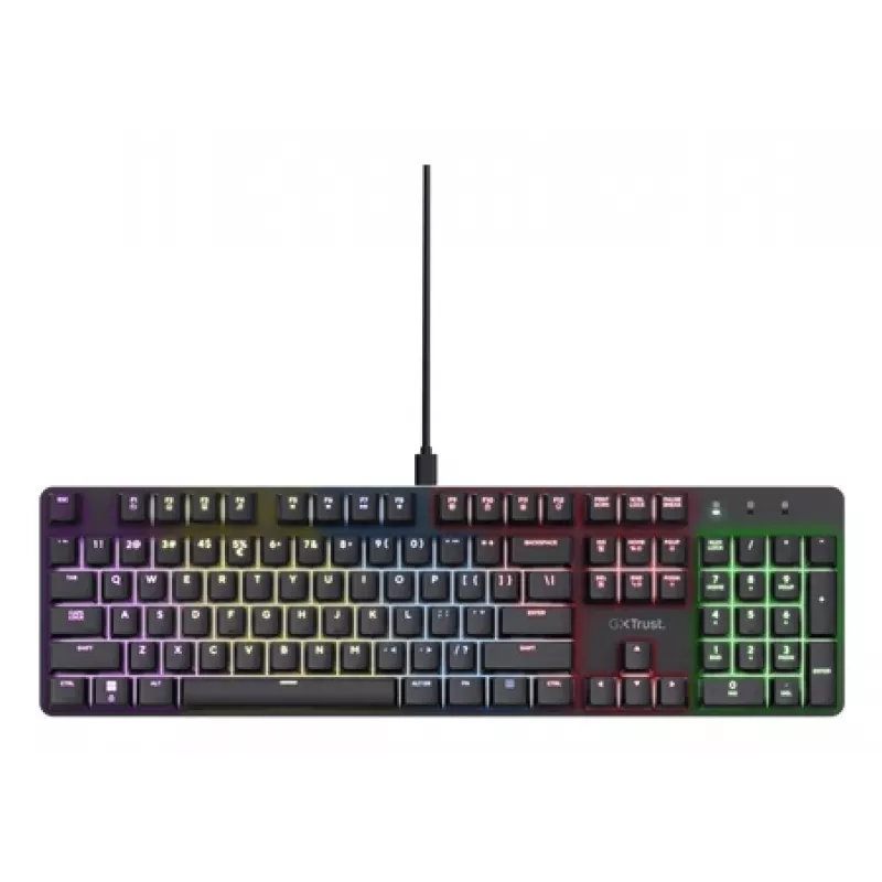 Trust GXT 871 Zora klaviatuur mängimiseks USB AZERTY Belgia must