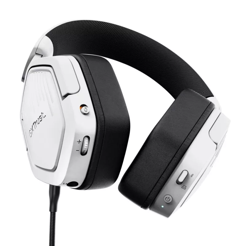 Trust GXT 493PS Carus Peakomplekt Juhtmega ja Juhtmevaba Peapael Mängimine Bluetooth Valge