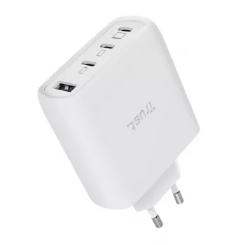 TRUST Maxo 65W siseruumide vahelduvvoolu kiirlaadija, 3x USB-C, maksimaalselt 20 V, 2 m kaabel, valge