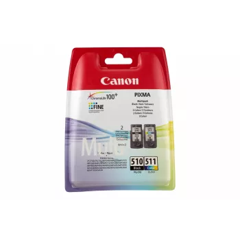 Canon PG-510/CL-511 BK/C/M/Y tindikassett, mitmikpakend, standardmaht, must, tsüaan, magenta, kollane, 2 tk, 300 lehekülge, mitmikpakend