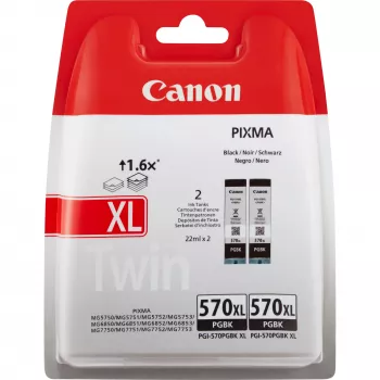 Canon PGI-570BK XL kõrgtoodanguline must tindikassett (kaksikpakend)