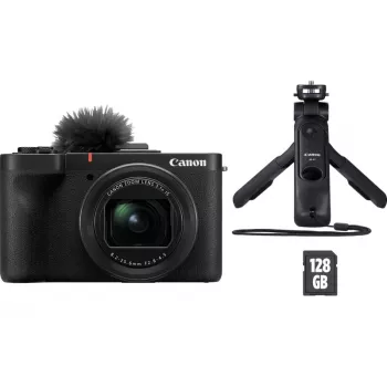 Kompaktkaamera Canon PowerShot V1 Premium Vlogger Kit — 22,3 MP, 1/4-tolline CMOS, 4K UHD, 3,1-kordne optiline suum, 3-tolline puuteekraan, must