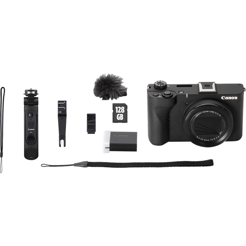 Kompaktkaamera Canon PowerShot V1 Premium Vlogger Kit — 22,3 MP, 1/4-tolline CMOS, 4K UHD, 3,1-kordne optiline suum, 3-tolline puuteekraan, must